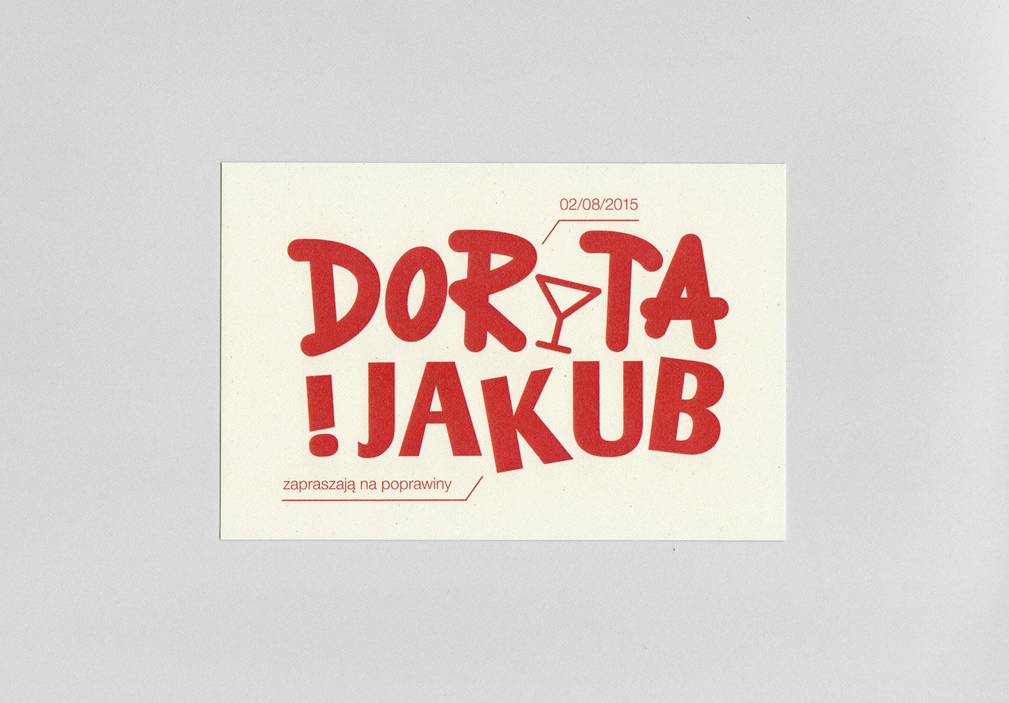 Front cover of an invitation for the wedding repeat